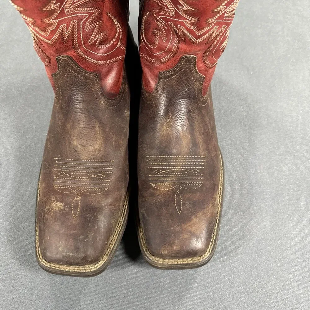 Ariat Sport Pardner Western Cowboy Boots Mens 12 D Brown Red Square Toe 10042391